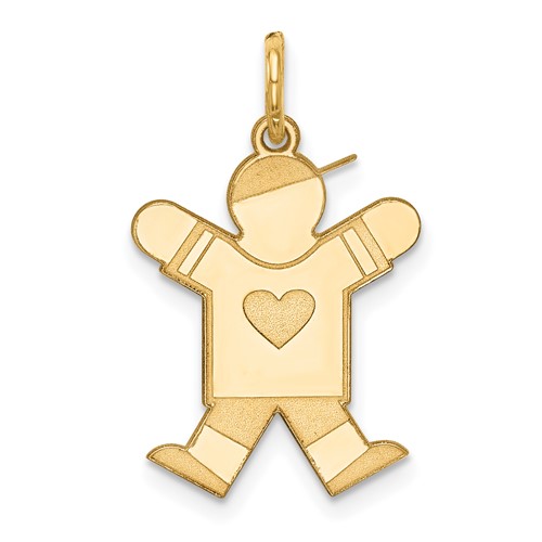14K Yellow Gold the Kids Small Heart Shirt Boy Engravable Joy Charm