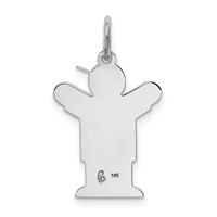 14K White Gold the Kids Small Heart Shirt Boy Engravable Love Charm view 4
