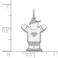 14K White Gold the Kids Small Heart Shirt Boy Engravable Love Charm view 3