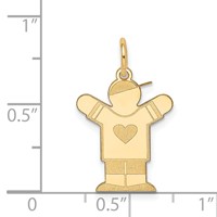 14K Yellow Gold the Kids Small Heart Shirt Boy Engravable Love Charm view 3
