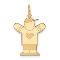 14K Yellow Gold the Kids Small Heart Shirt Boy Engravable Love Charm view 1