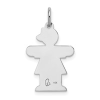 14K White Gold the Kids Small Heart Dress Girl Engravable Hugs Charm view 4