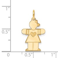 14K Yellow Gold the Kids Small Heart Dress Girl Engravable Hugs Charm view 3