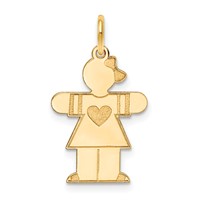 14K Yellow Gold the Kids Small Heart Dress Girl Engravable Hugs Charm view 1