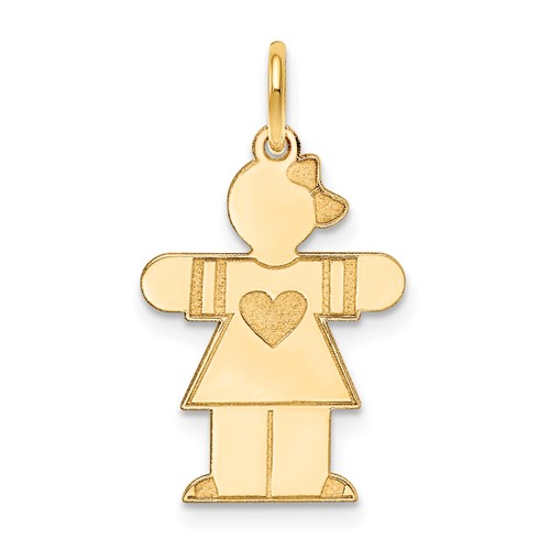 14K Yellow Gold the Kids Small Heart Dress Girl Engravable Hugs Charm