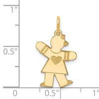 14K Yellow Gold the Kids Small Heart Dress Girl Engravable Kiss Charm view 3