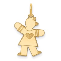 14K Yellow Gold the Kids Small Heart Dress Girl Engravable Kiss Charm view 1