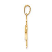 14K Yellow Gold the Kids Solid Satin Small Girl Engravable Hugs Charm view 2