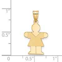 14K Yellow Gold the Kids Solid Satin Small Girl Engravable Hugs Charm view 3