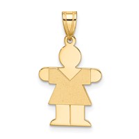 14K Yellow Gold the Kids Solid Satin Small Girl Engravable Hugs Charm view 1
