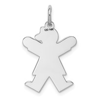 14K White Gold the Kids Small Heart Dress Girl Engravable Joy Charm view 4