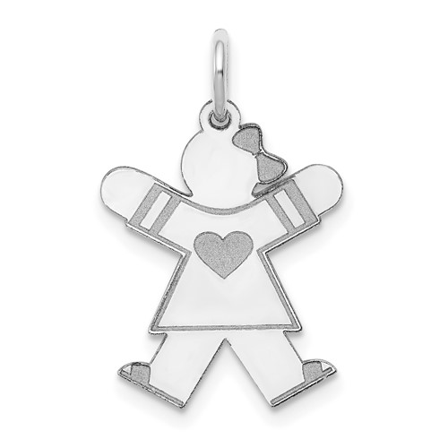 14K White Gold the Kids Small Heart Dress Girl Engravable Joy Charm