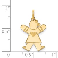 14K Yellow Gold the Kids Small Heart Dress Girl Engravable Joy Charm view 3