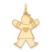 14K Yellow Gold the Kids Small Heart Dress Girl Engravable Joy Charm view 1