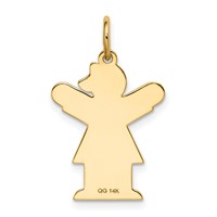 14K Yellow Gold the Kids Small Heart Dress Girl Engravable Love Charm view 4