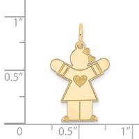 14K Yellow Gold the Kids Small Heart Dress Girl Engravable Love Charm view 3