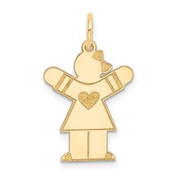 14K Yellow Gold the Kids Small Heart Dress Girl Engravable Love Charm view 1