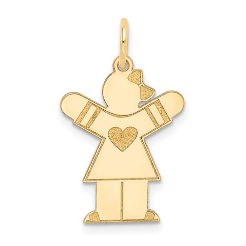 14K Yellow Gold the Kids Small Heart Dress Girl Engravable Love Charm