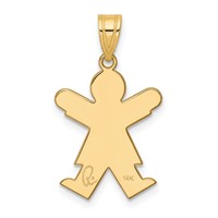 14K Yellow Gold the Kids Solid Satin Small Girl Engravable Joy Charm view 4