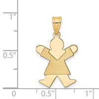 14K Yellow Gold the Kids Solid Satin Small Girl Engravable Joy Charm view 3