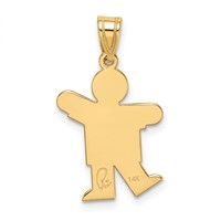 14K Yellow Gold the Kids Solid Satin Small Boy Engravable Kiss Charm view 4