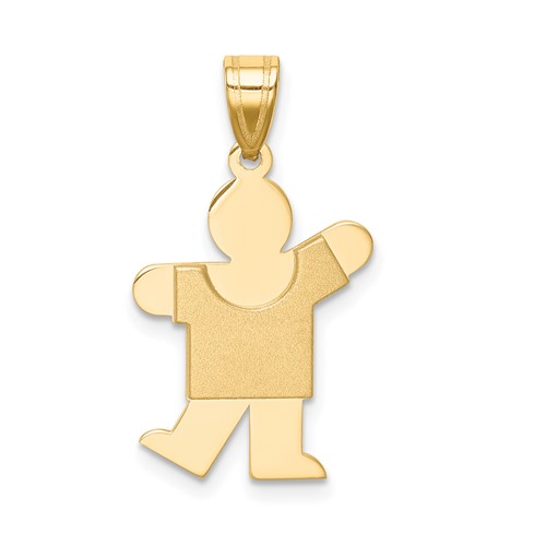14K Yellow Gold the Kids Solid Satin Small Boy Engravable Kiss Charm