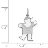 Sterling Silver Rhodium-plated Kiss Kid Charm view 4