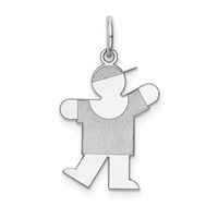 Sterling Silver Rhodium-plated Kiss Kid Charm view 1