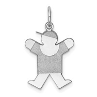 Sterling Silver Rhodium-plated Joy Kid Charm view 1