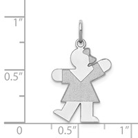 Sterling Silver Rhodium-plated Kiss Kid Charm view 4