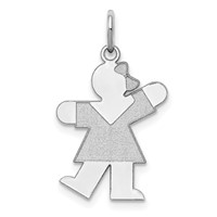 Sterling Silver Rhodium-plated Kiss Kid Charm view 1