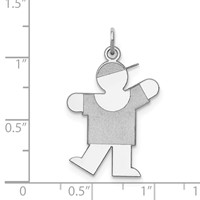 Sterling Silver Rhodium-plated Kiss Kid Charm view 4