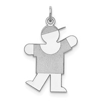 Sterling Silver Rhodium-plated Kiss Kid Charm view 1