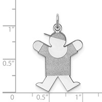 Sterling Silver Rhodium-plated Joy Kid Charm view 3