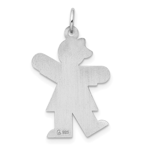 Sterling Silver Rhodium-plated Kiss Kid Charm
