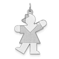 Sterling Silver Rhodium-plated Kiss Kid Charm view 1