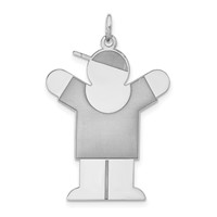 Sterling Silver Polished & Laser Design Love Boy Charm view 1
