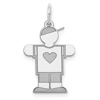 Sterling Silver Rhodium-plated Kid Charm view 1