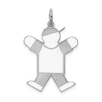 Sterling Silver Rhodium-plated Kid Charm view 1