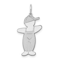 Sterling Silver Rhodium-plated Engravable Pee-Wee Boy Cuddles Charm view 1