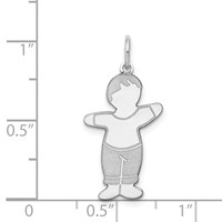 Sterling Silver Rhodium-plated Engravable Mommas Boy Cuddles Charm view 4
