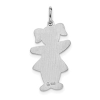 Sterling Silver Rhodium-plated Engravable Back to School Girl Cuddles Charm view 3