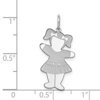 Sterling Silver Rhodium-plated Engravable Back to School Girl Cuddles Charm view 4