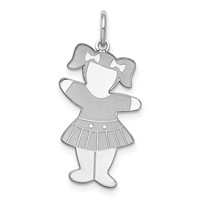 Sterling Silver Rhodium-plated Engravable Back to School Girl Cuddles Charm view 1
