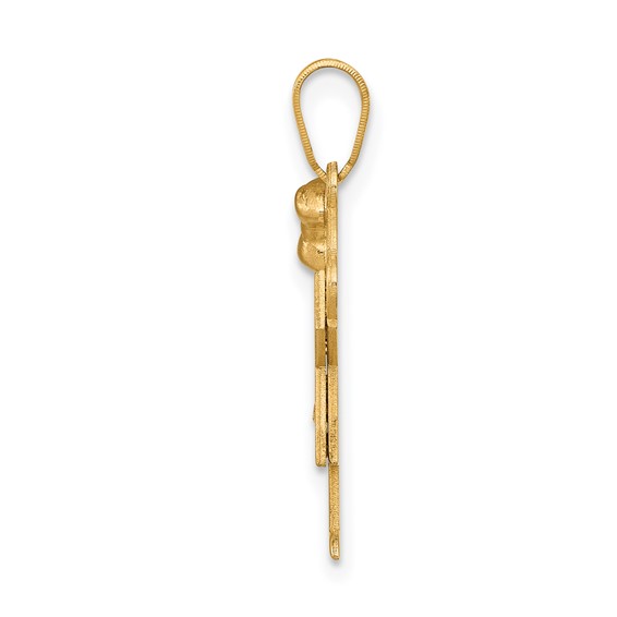 14k Two-tone The Kids Small Girl with Bow on Left AA Diamond Love Pendant