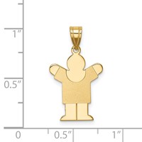 14K Yellow Gold the Kids Solid Satin Small Boy Engravable Love Charm view 3