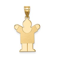 14K Yellow Gold the Kids Solid Satin Small Boy Engravable Love Charm view 1