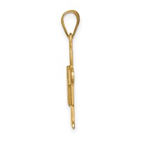 14K Yellow Gold the Kids Solid Satin Small Boy Engravable Hugs Charm view 2