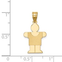 14K Yellow Gold the Kids Solid Satin Small Boy Engravable Hugs Charm view 3