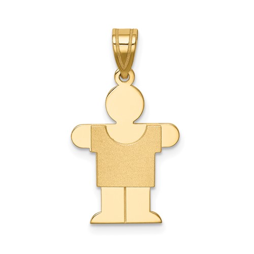 14K Yellow Gold the Kids Solid Satin Small Boy Engravable Hugs Charm